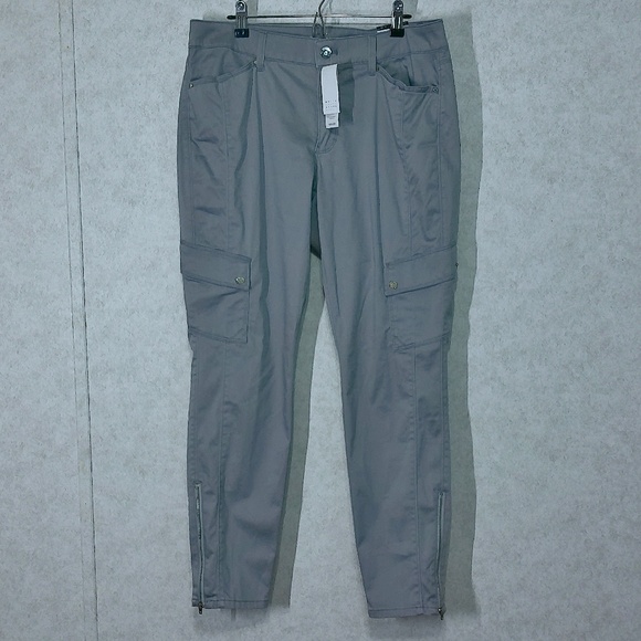 NWT White House Black Market Skinny Ankle Cargo’s, In Chrome, Zip Ankle Size10 - Picture 1 of 11